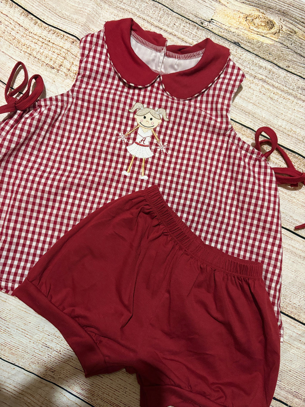 Girls Gingham Collared Short Set