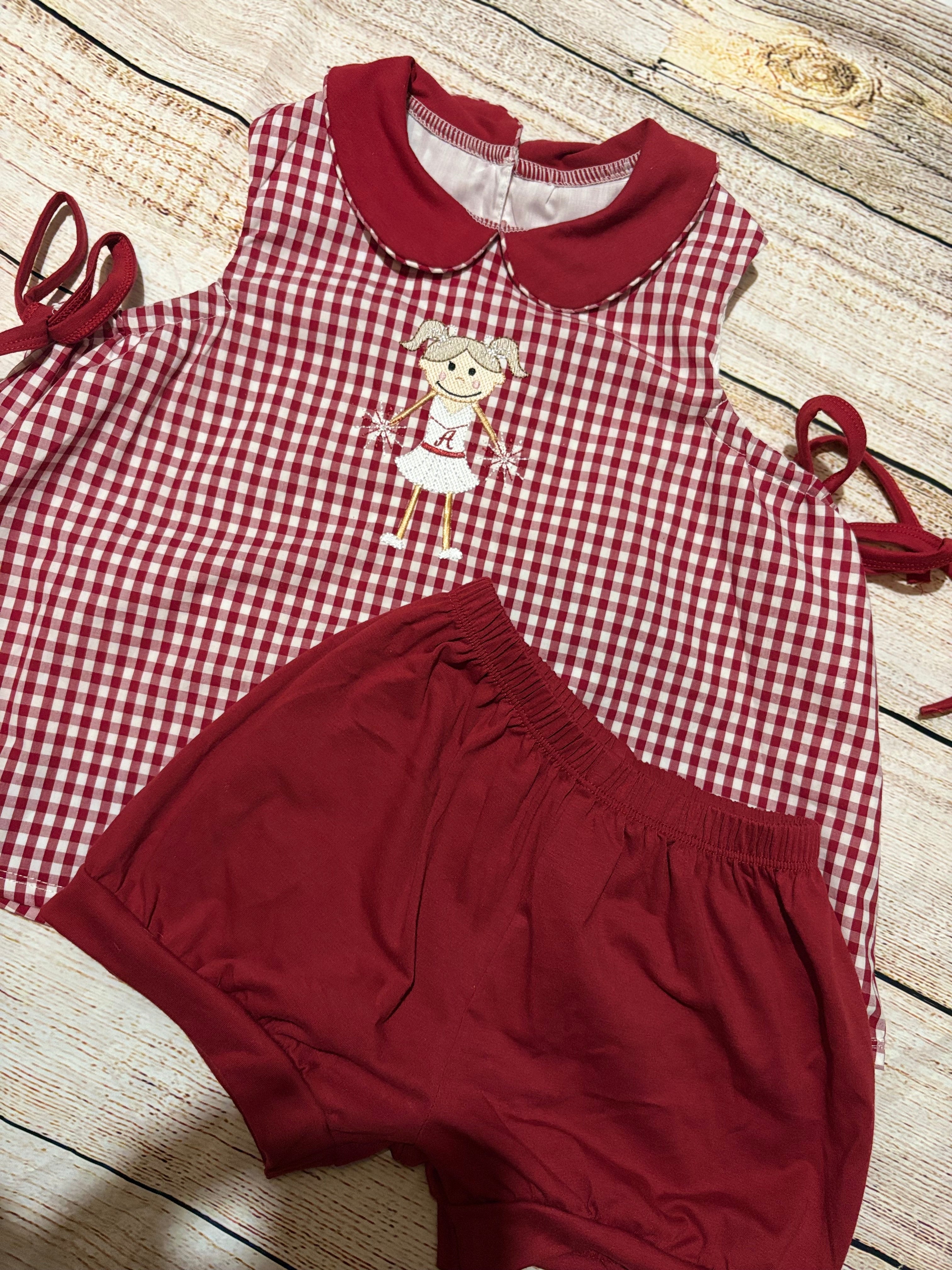 Girls Gingham Collared Short Set