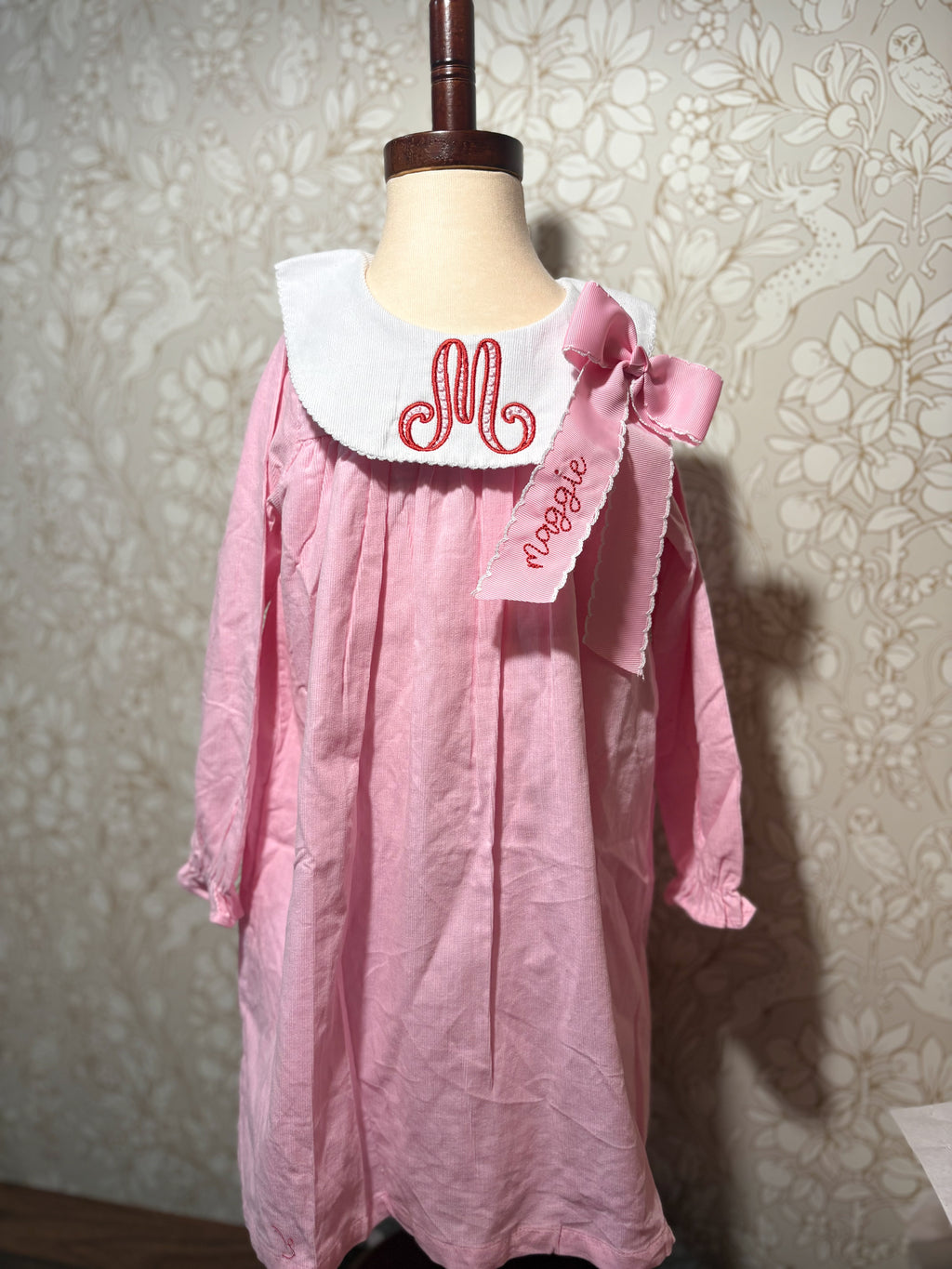 Embroidered Corduroy Bishop Dress
