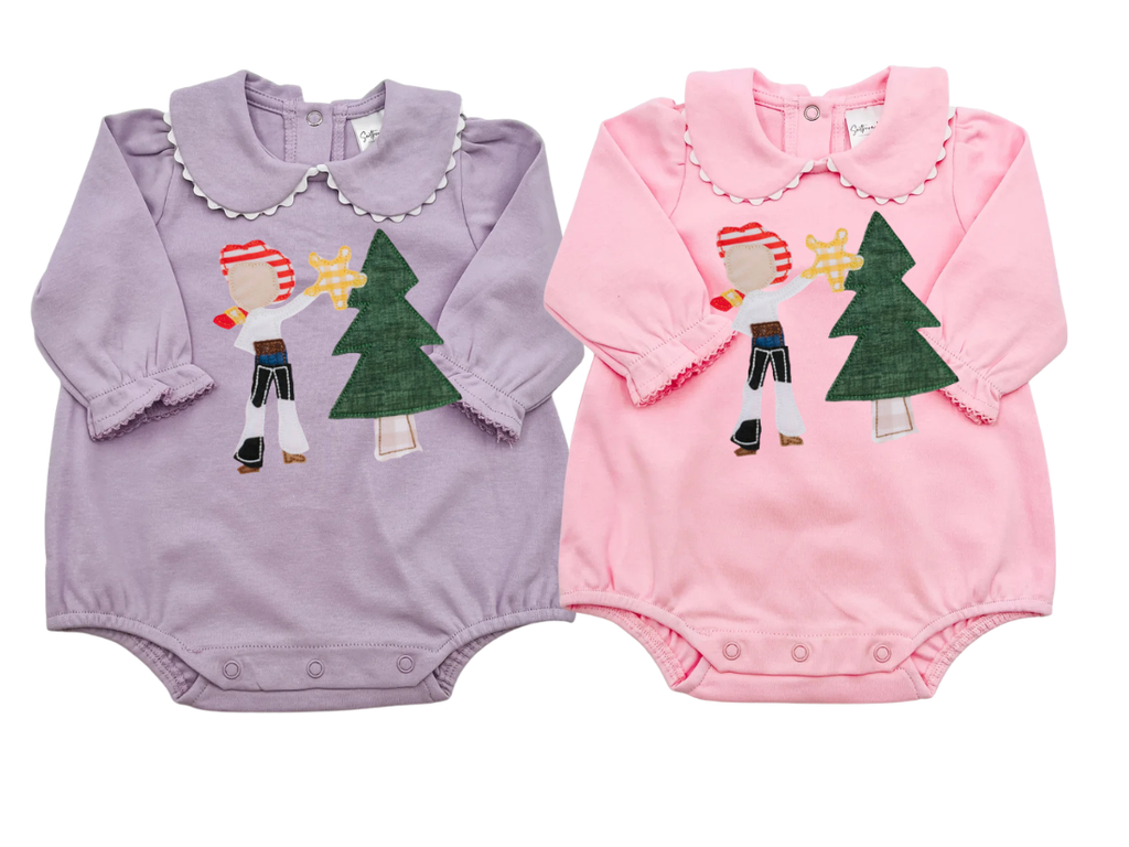 Cowboy & Cowgirl Christmas: Girls Long Sleeve Scalloped Collared Bubble