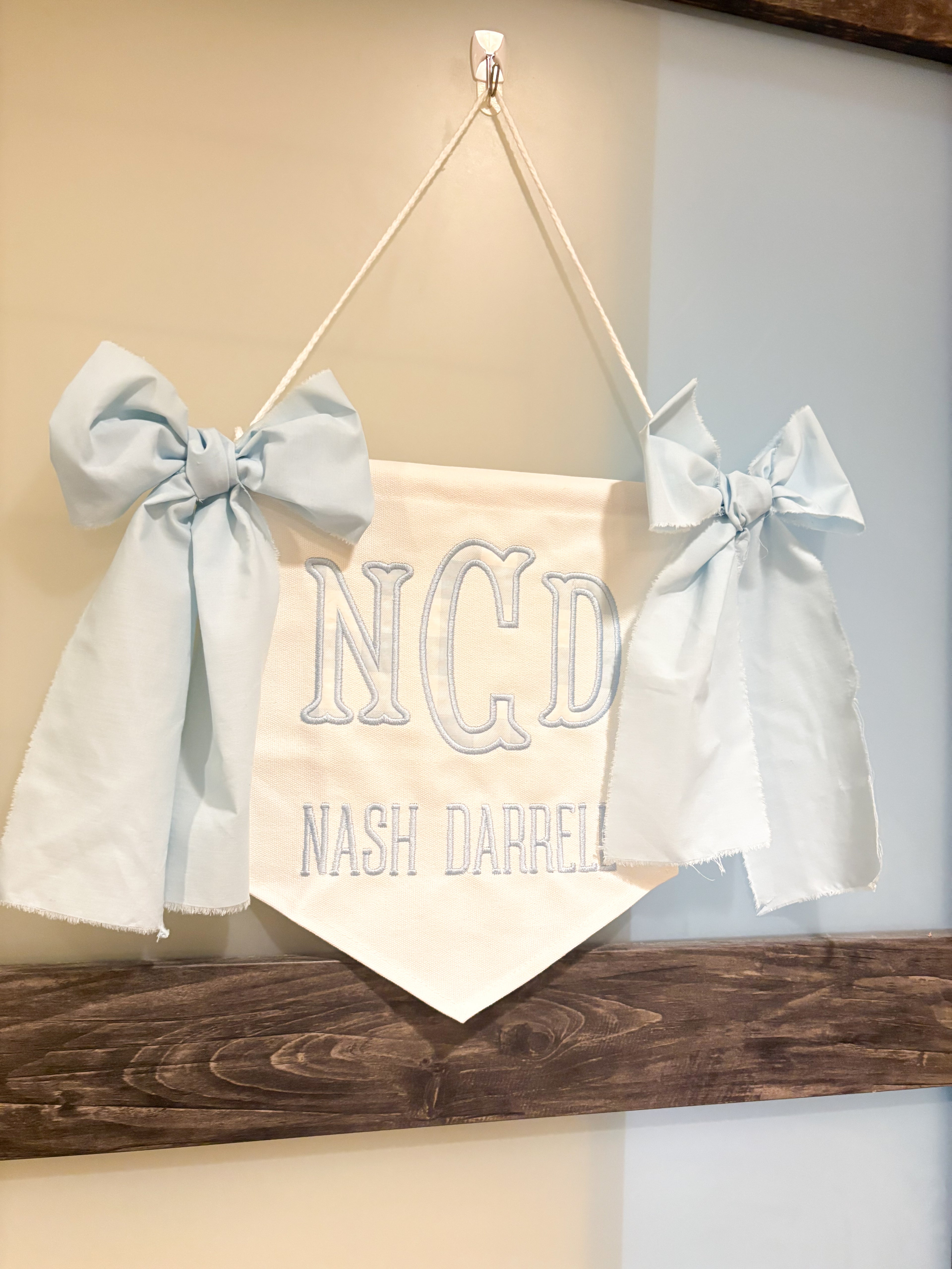 Baby Blue Gingham Appliqué Baby Banner