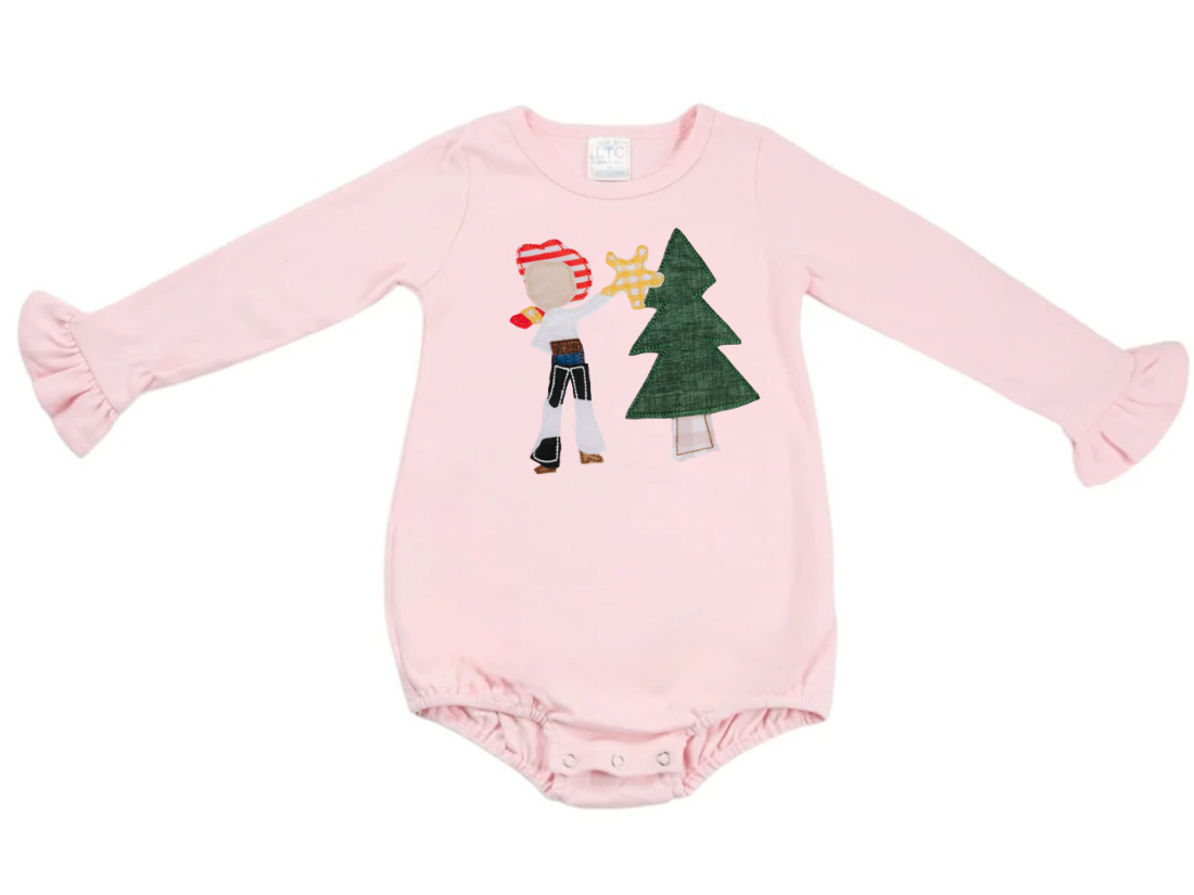 Cowboy & Cowgirl Christmas: Girls Ruffle Long Sleeve Bubble