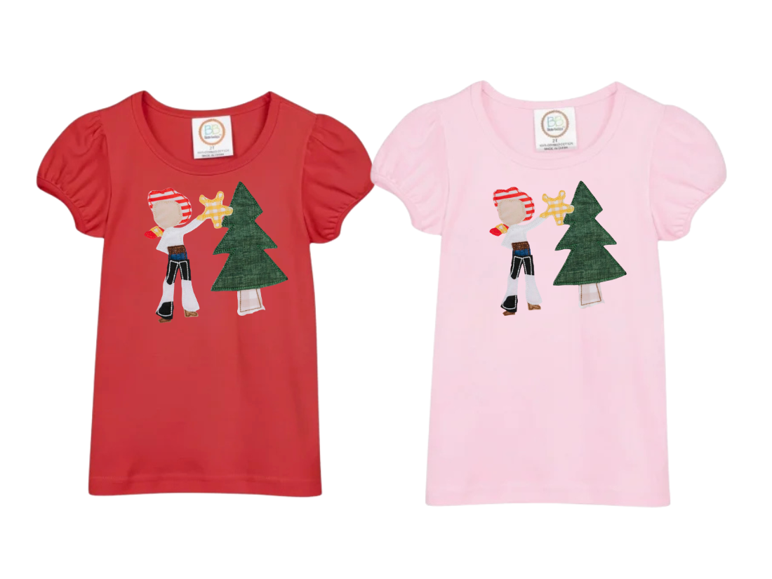 Cowboy & Cowgirl Christmas: Girls Short Sleeve T-Shirts (No Ruffle)