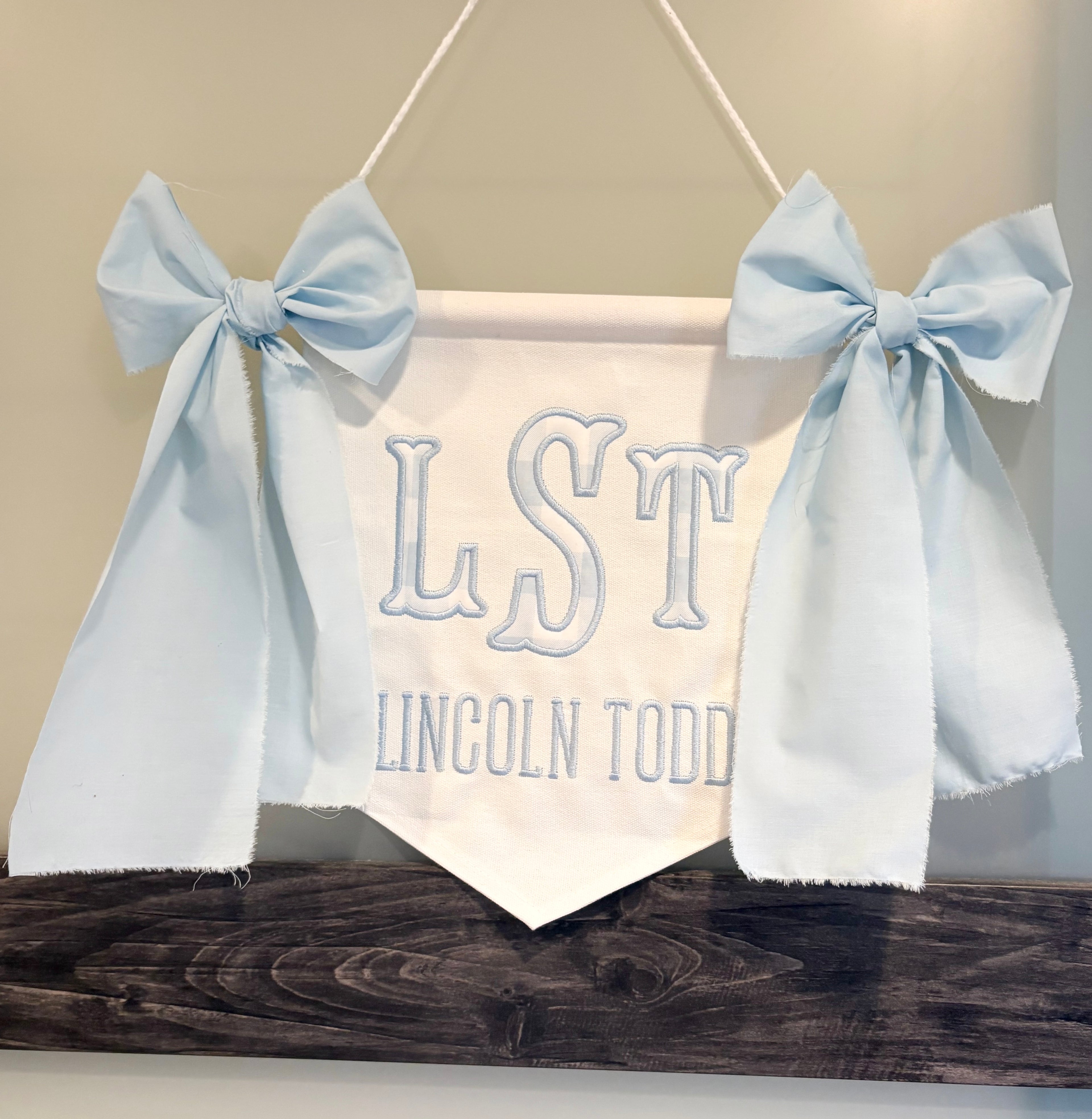 Baby Blue Gingham Appliqué Baby Banner