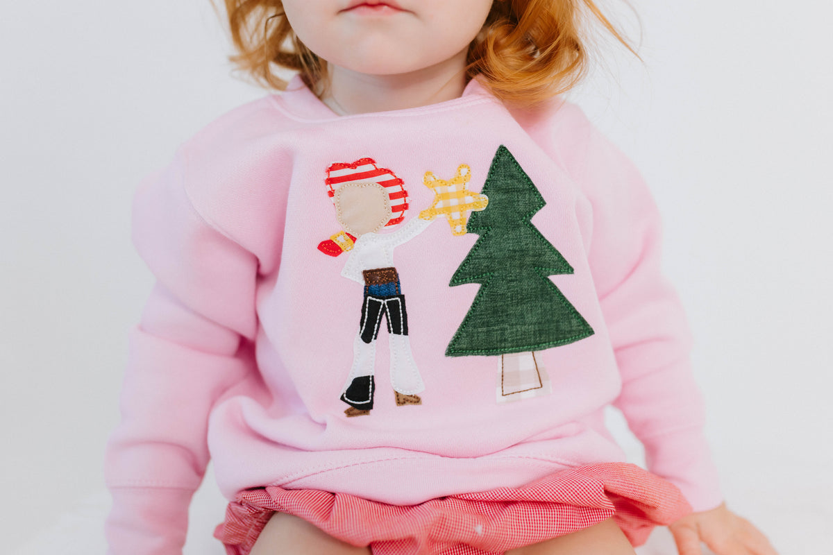 Cowboy & Cowgirl Christmas:Girls Puff Sleeve Sweatshirts