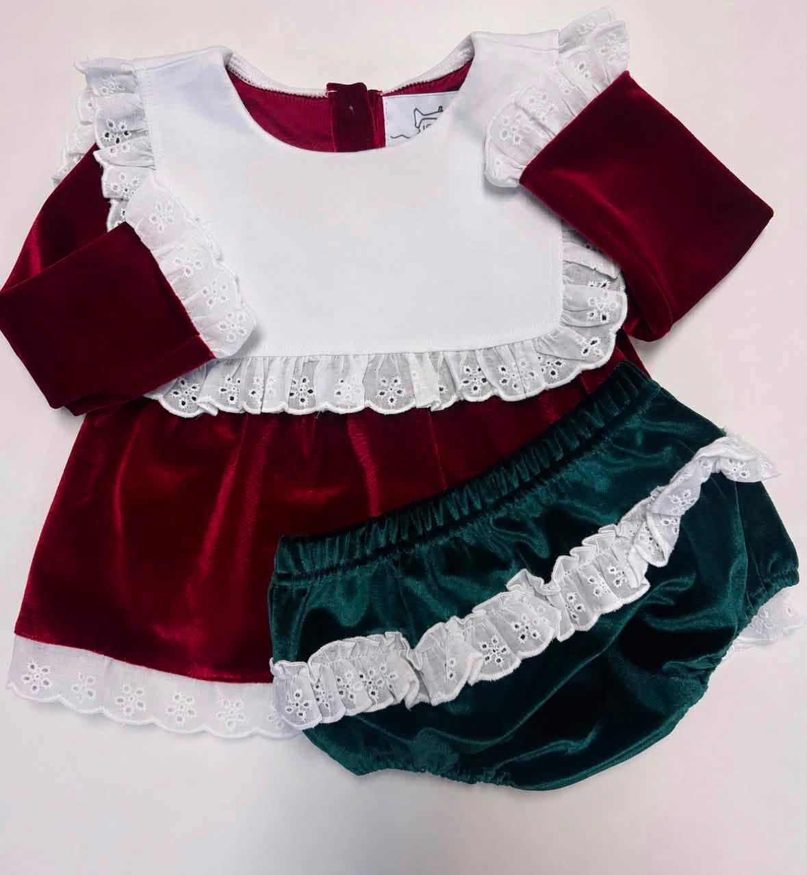 Christmas Preorder | Girls Velvet Diaper Set
