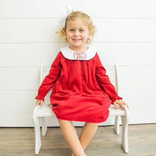 Embroidered Corduroy Bishop Dress