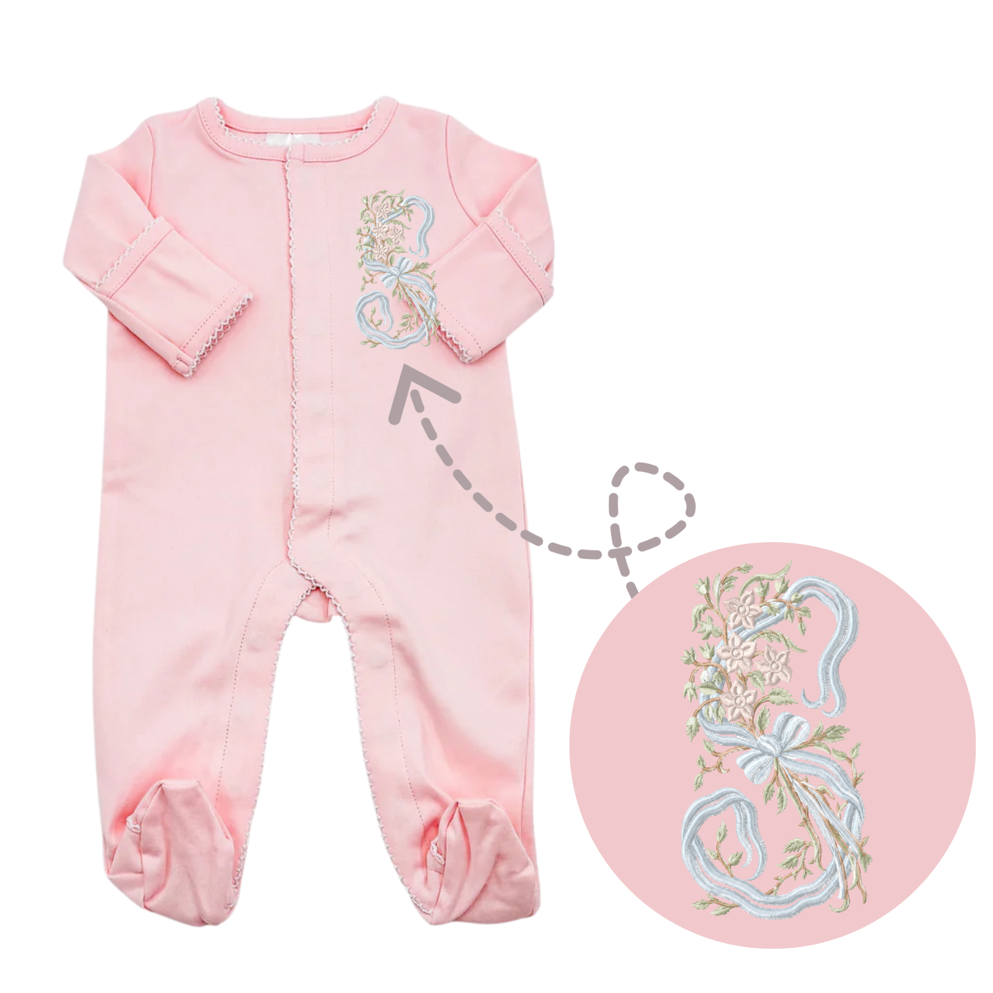 Stella 3m Pink Picot Trim Footie