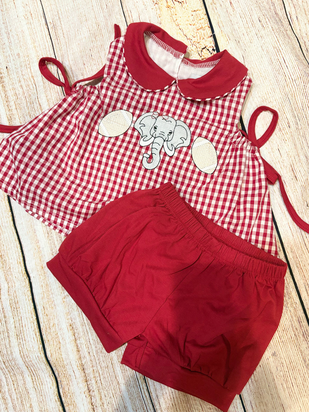 Girls Gingham Collared Short Set
