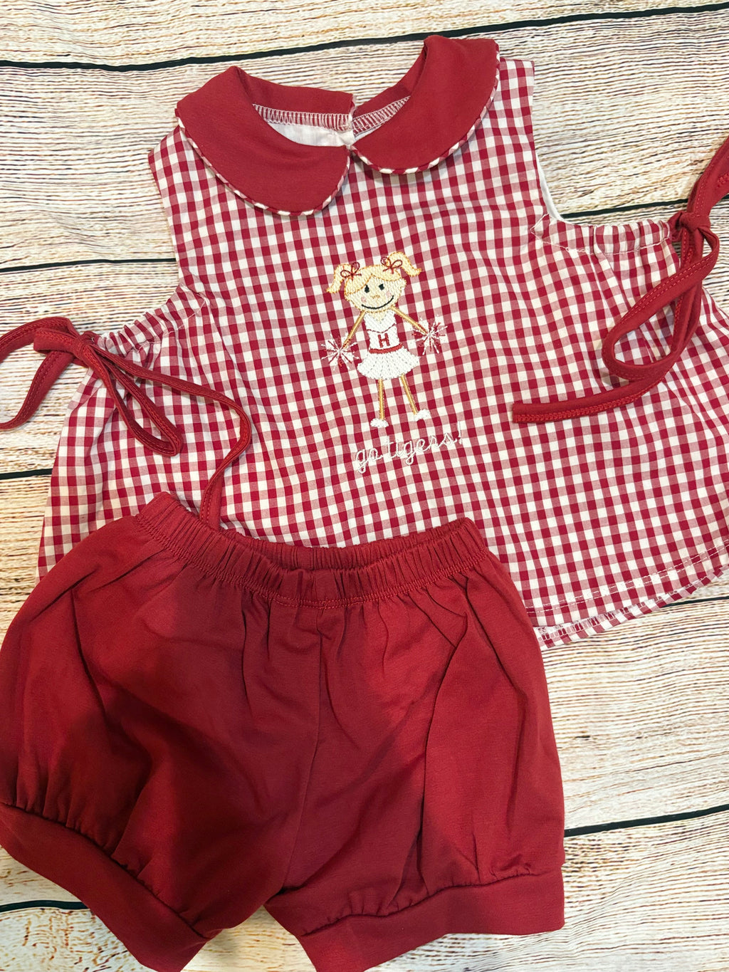 Girls Gingham Collared Short Set