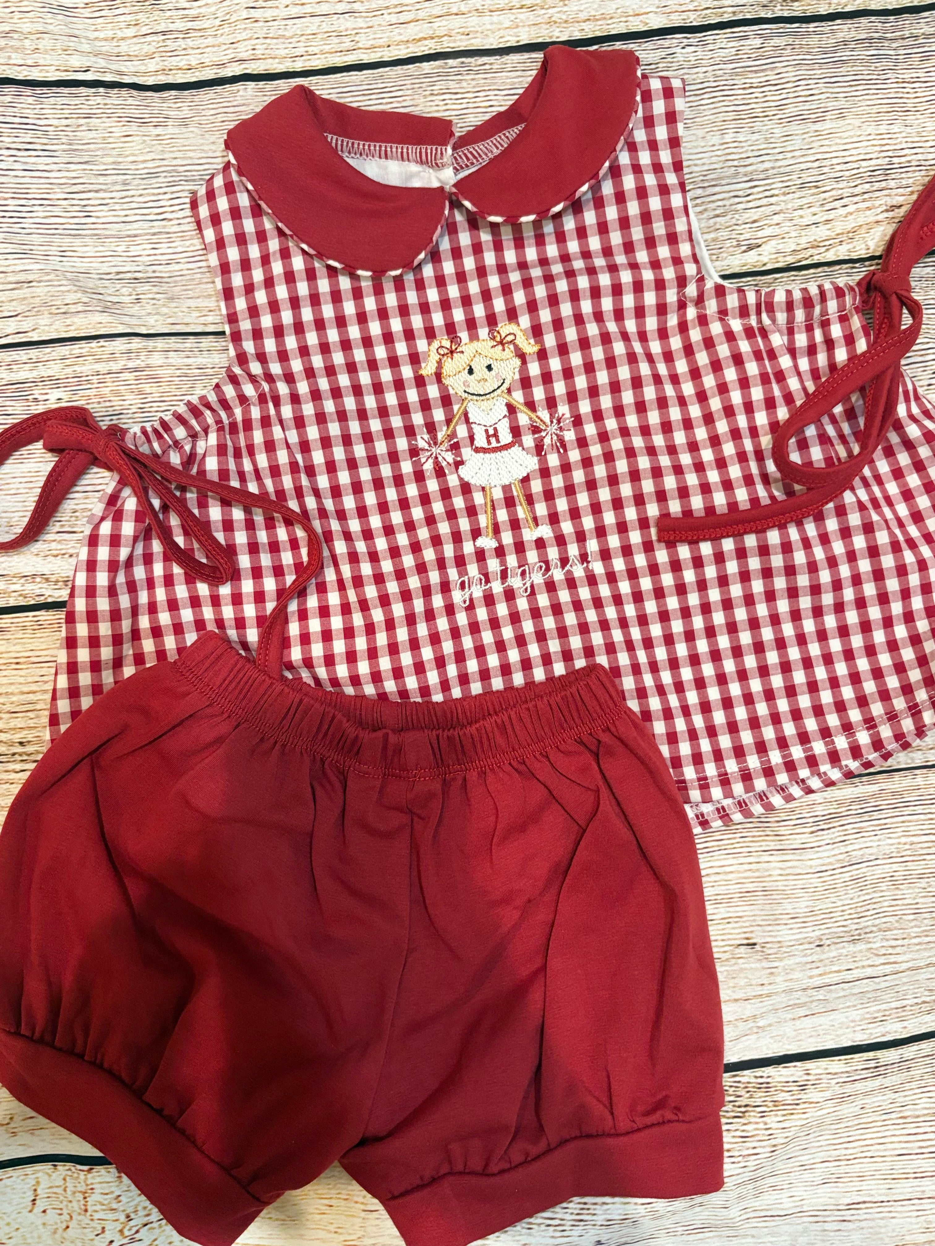 Girls Gingham Collared Short Set