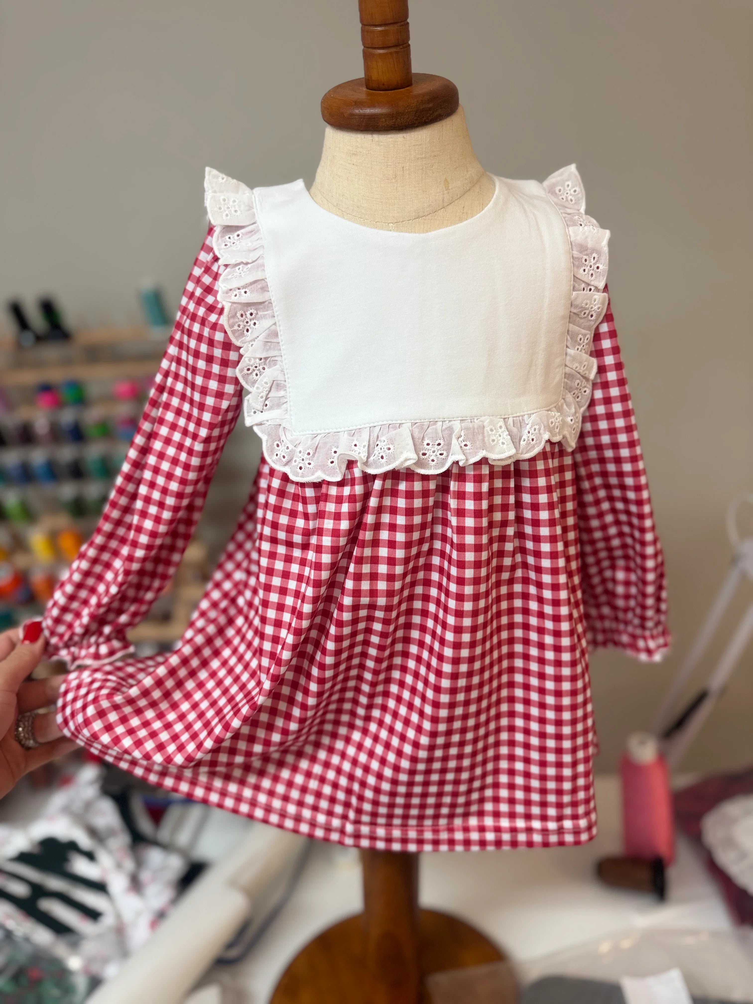 Christmas Preorder | Girls Knit Gingham Dress