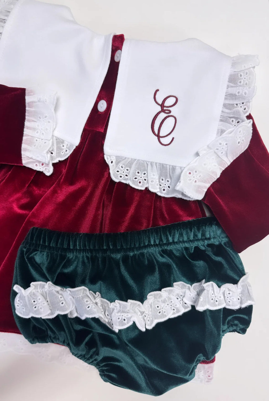 Christmas Preorder | Girls Velvet Diaper Set