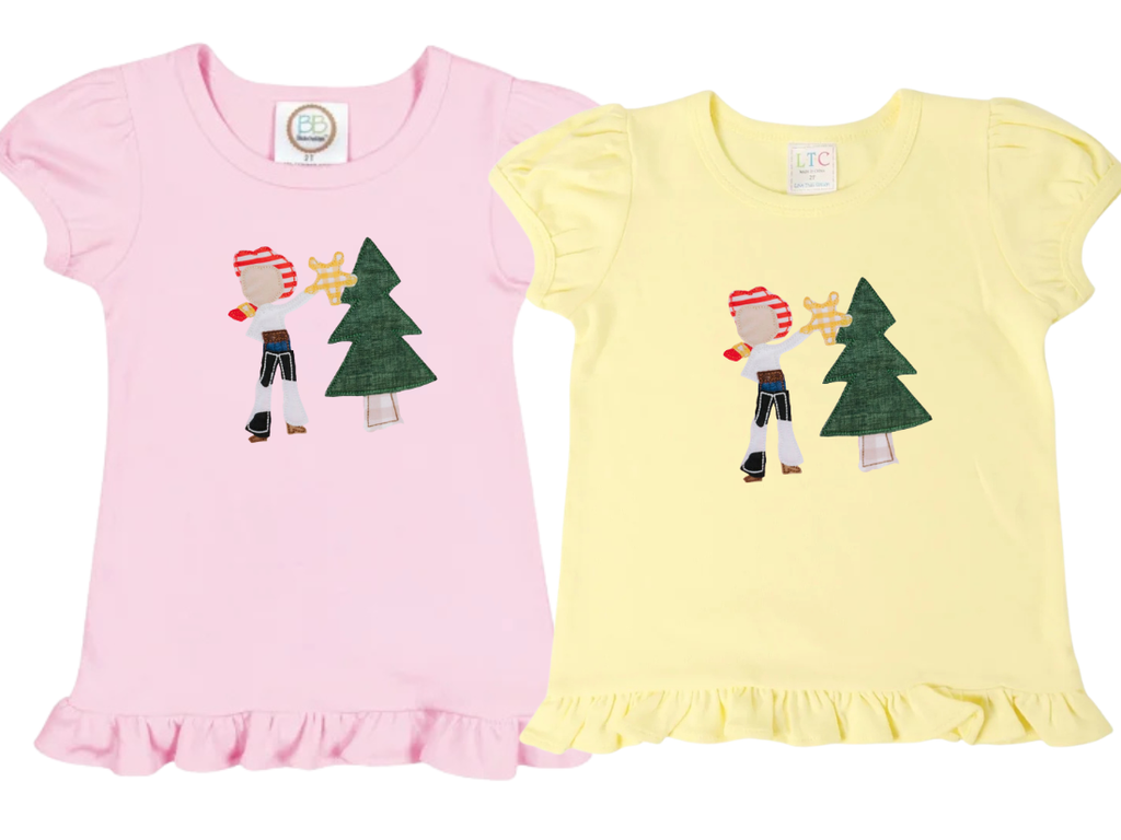 Cowboy & Cowgirl Christmas: Girls Short Sleeve T-Shirts (Ruffle)