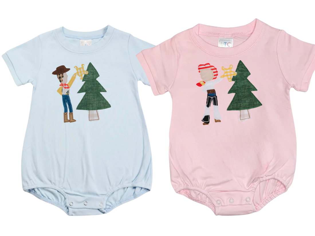 Cowboy & Cowgirl Christmas:Unisex Short Sleeve Bubble