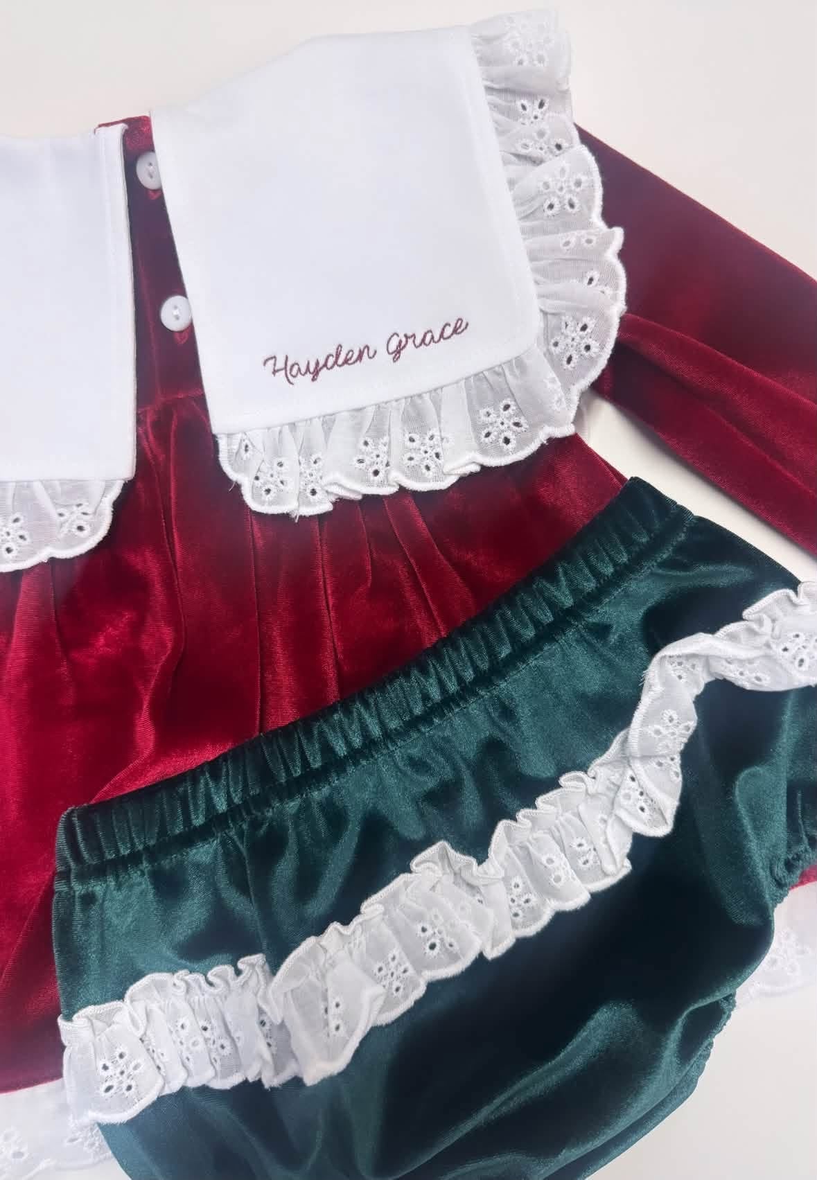 Christmas Preorder | Girls Velvet Diaper Set