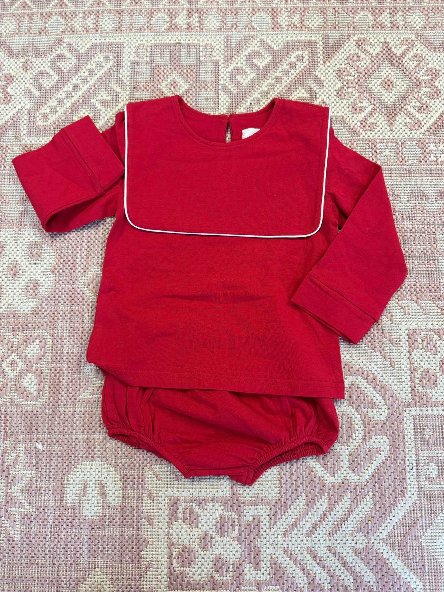 Christmas Preorder | Boys Red Knit Diaper Set