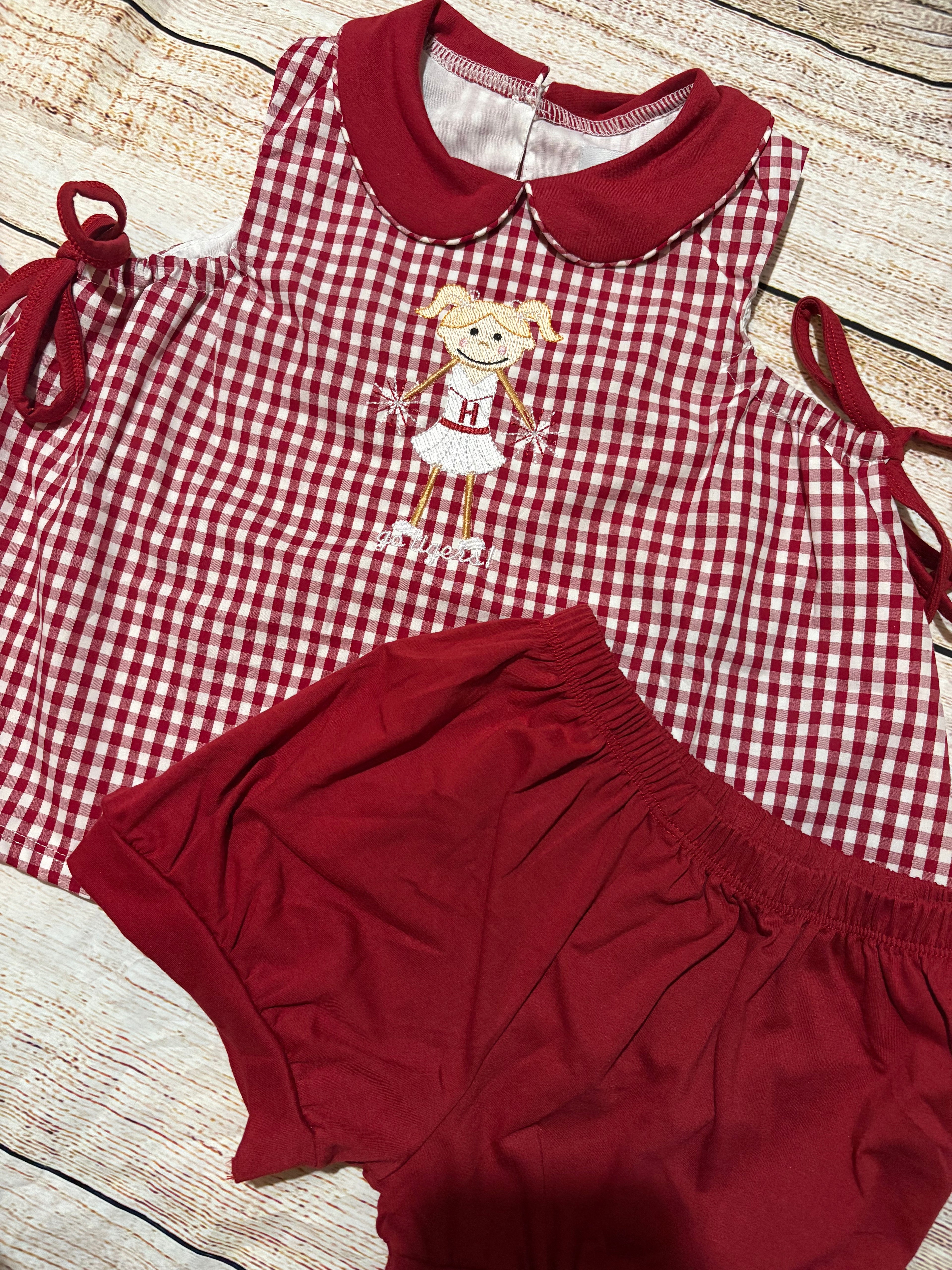 Girls Gingham Collared Short Set