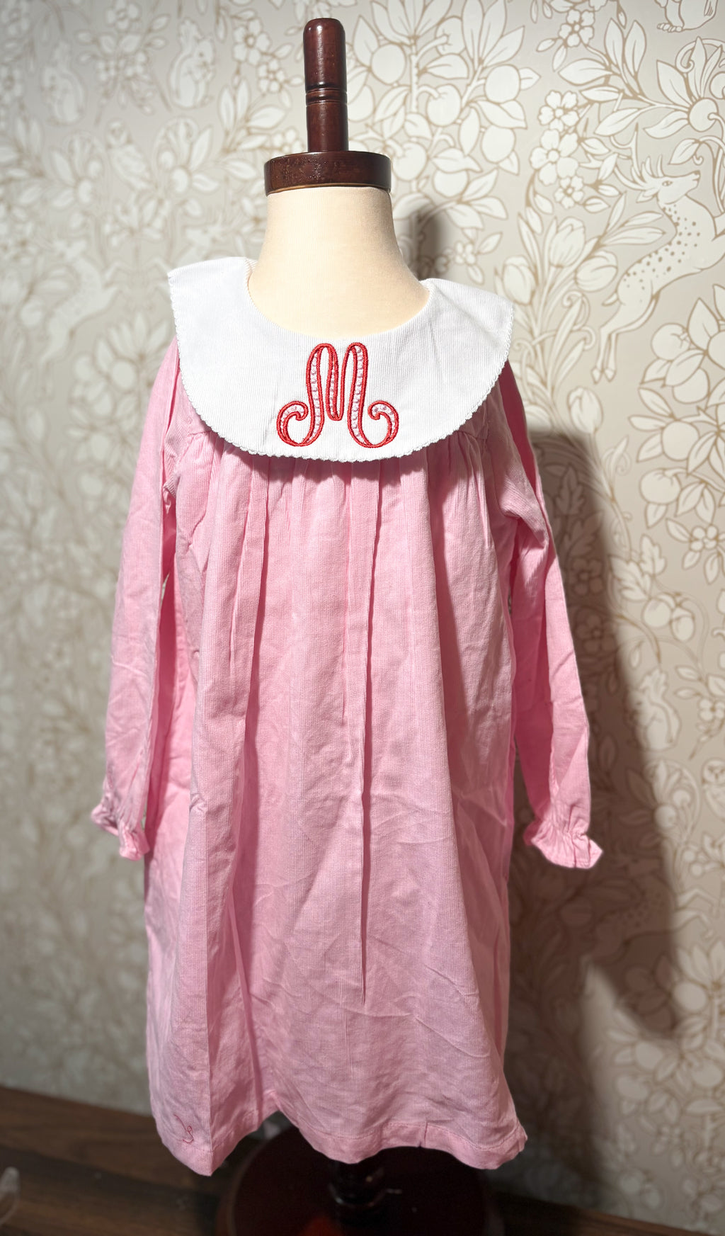 Embroidered Corduroy Bishop Dress