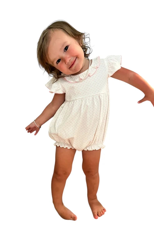 Girls | Bitty Dot Bubble with Ruffle Neckline
