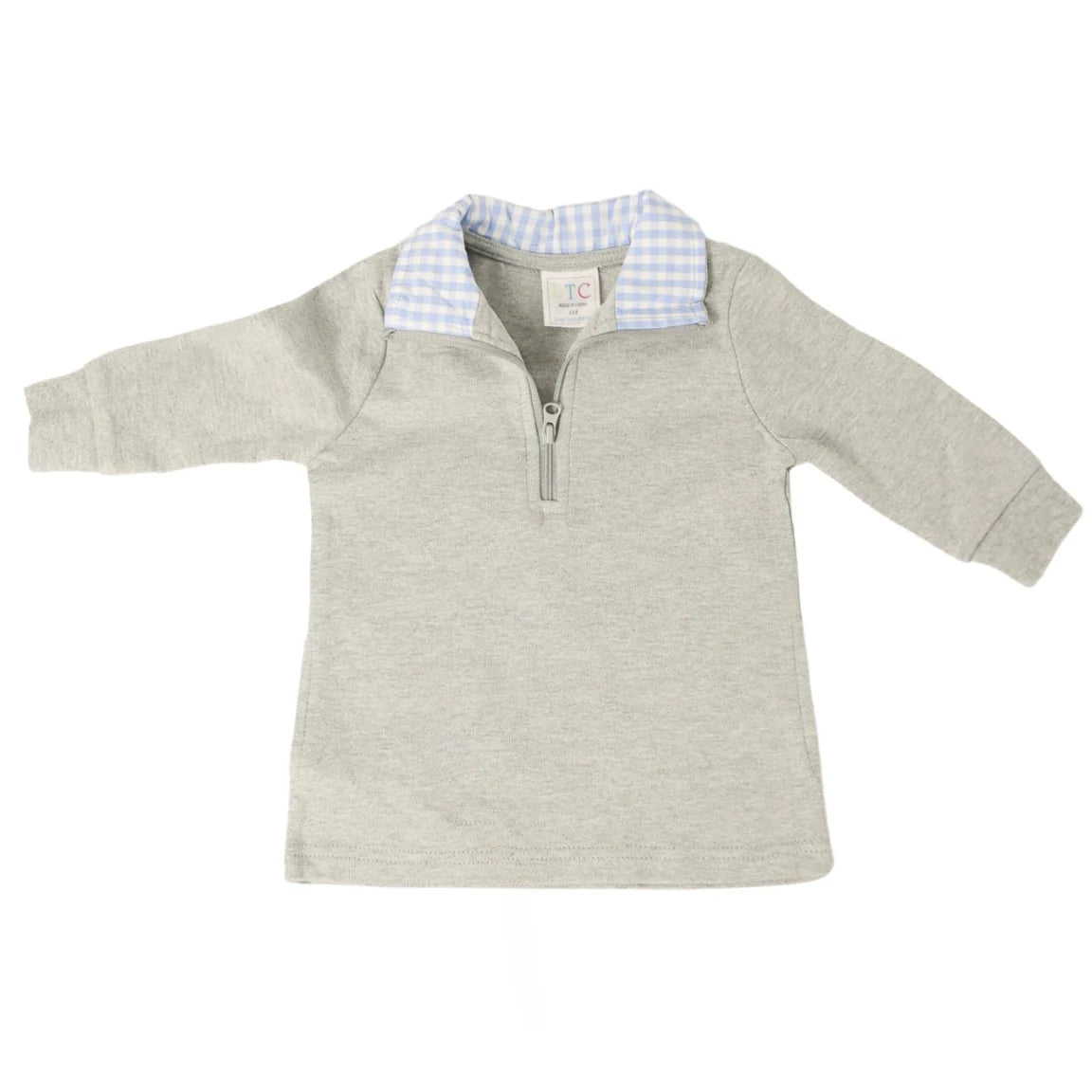 Boys Gingham Collared Quarter Zip
