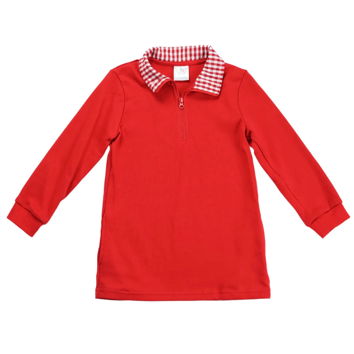 Boys Gingham Collared Quarter Zip