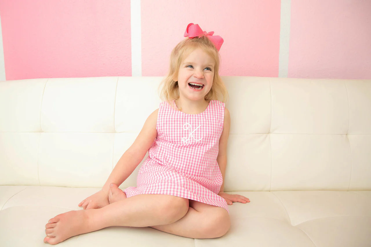 Gingham Dress with Embroidered Collared Undershirt